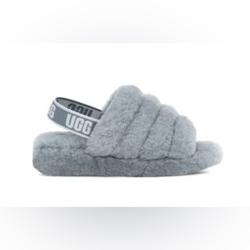 UGG Soft Gray Fluffy Slides